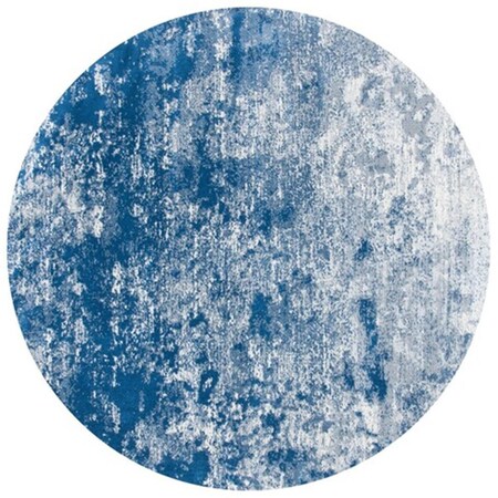 Safavieh 6 ft. 7 in. x 6 ft. 7 in. Brentwood Contemporary Round Power Loomed Area Rug; Grey & Navy BNT822G-7R